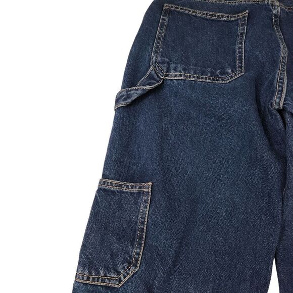 Zara Jeans Womens 4‎ Blue Cargo Straight Leg Bloggers Favorite Side Pockets - Picture 5 of 9
